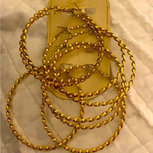 Gold twisted hoop earrings
